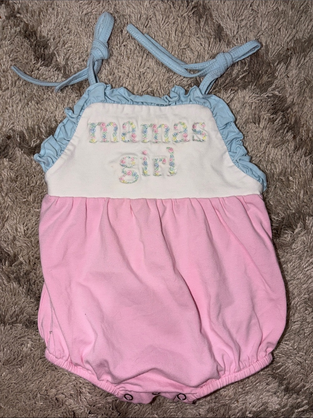 Mama's Girl Pink & Light Blue Baby One-Piece Romper